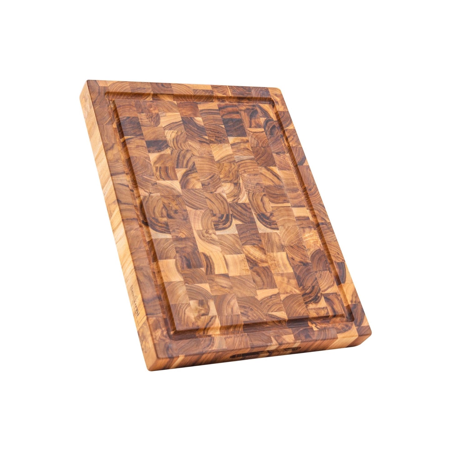 End Grain Teak Cutting Board Reversible Chopping Serving Board Multipurpose Food Safe Thick Board; Small Size 16x12x1.5 inches (1PCS)