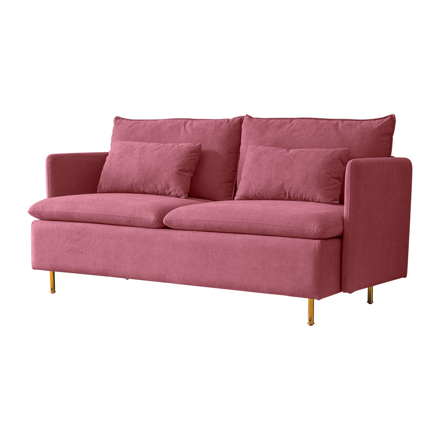 Modern Upholstered Loveseat Sofa;  Pink Cotton Linen-63.8''