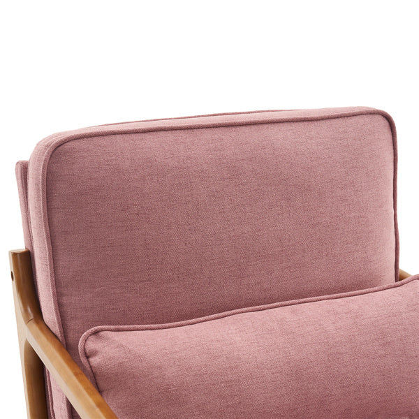 Oak Armrest Oak Upholstered Single Lounge Chair Indoor Lounge Chair Pink