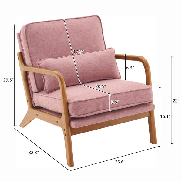 Oak Armrest Oak Upholstered Single Lounge Chair Indoor Lounge Chair Pink