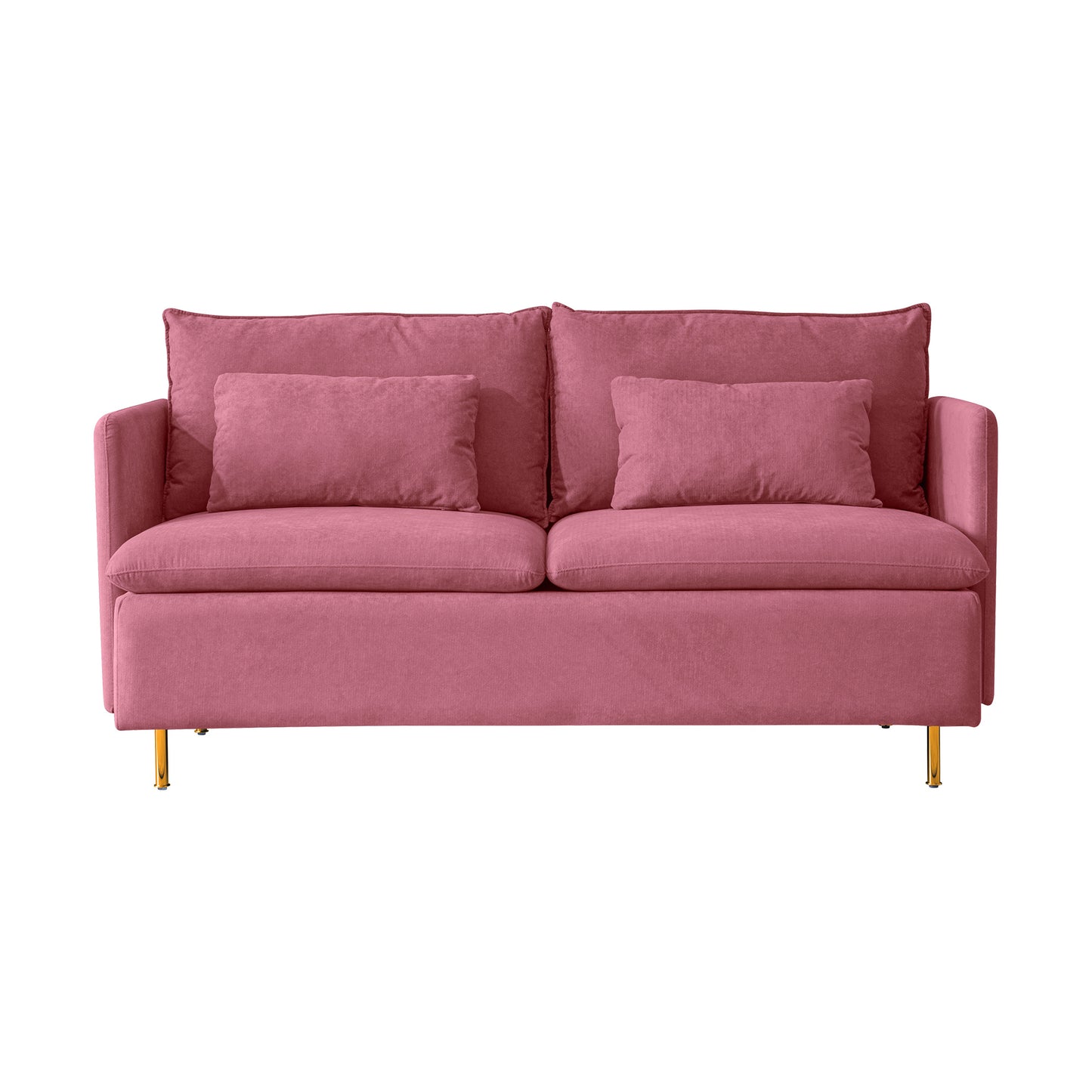 Modern Upholstered Loveseat Sofa;  Pink Cotton Linen-63.8''