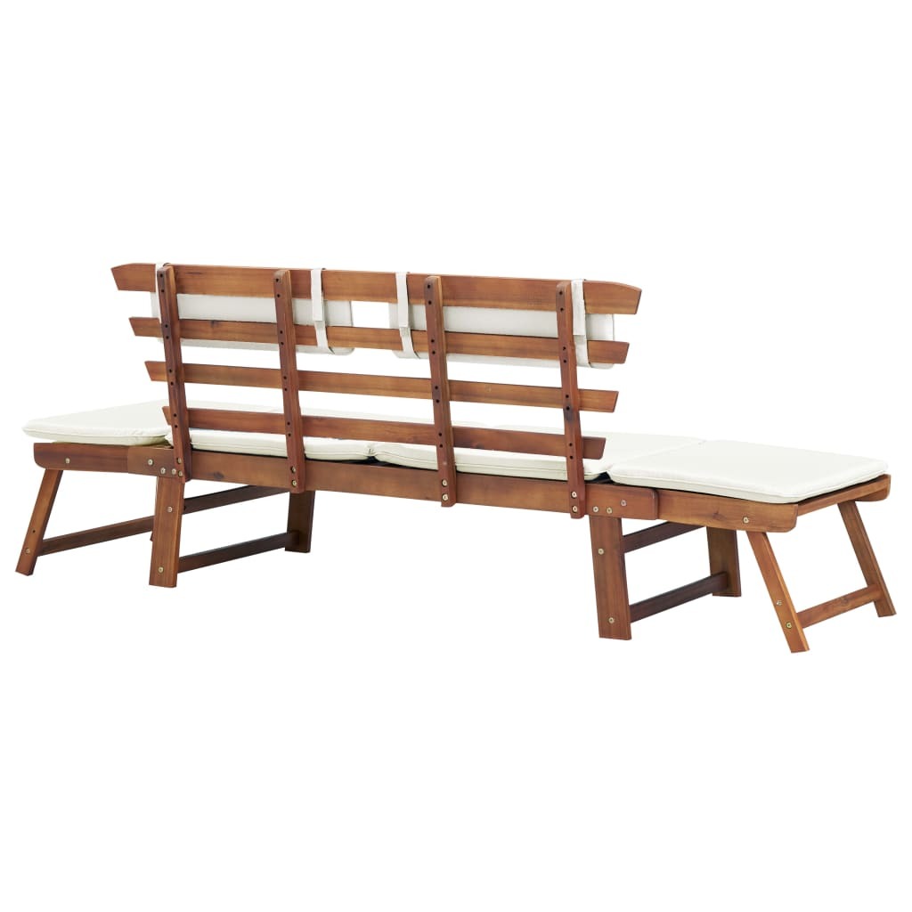 vidaXL Patio Bench with Cushions 2-in-1 74.8" Solid Acacia Wood