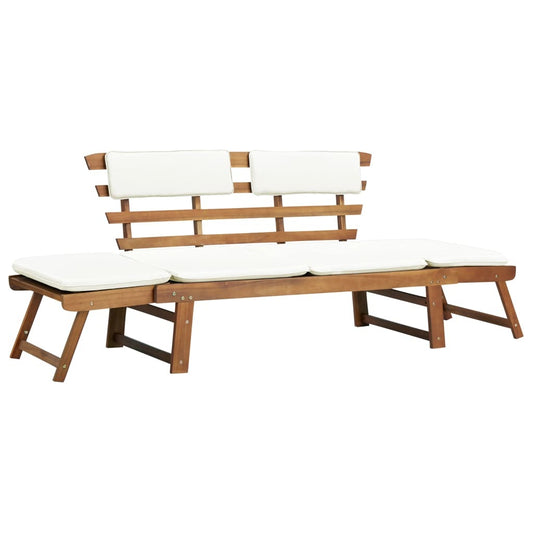 vidaXL Patio Bench with Cushions 2-in-1 74.8" Solid Acacia Wood