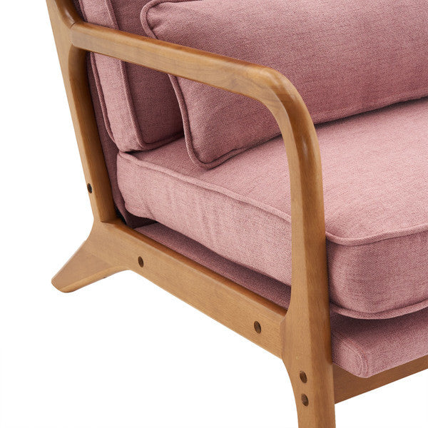 Oak Armrest Oak Upholstered Single Lounge Chair Indoor Lounge Chair Pink