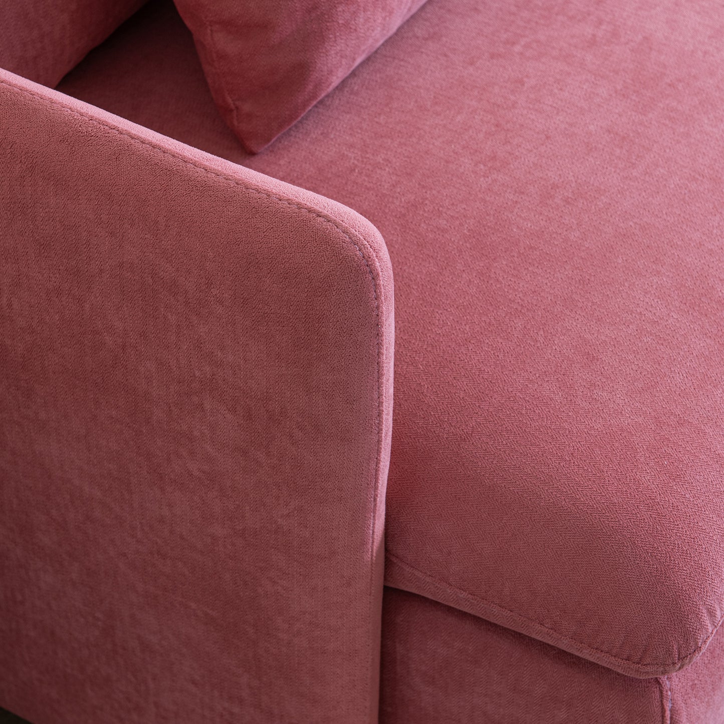 Modern Upholstered Loveseat Sofa;  Pink Cotton Linen-63.8''