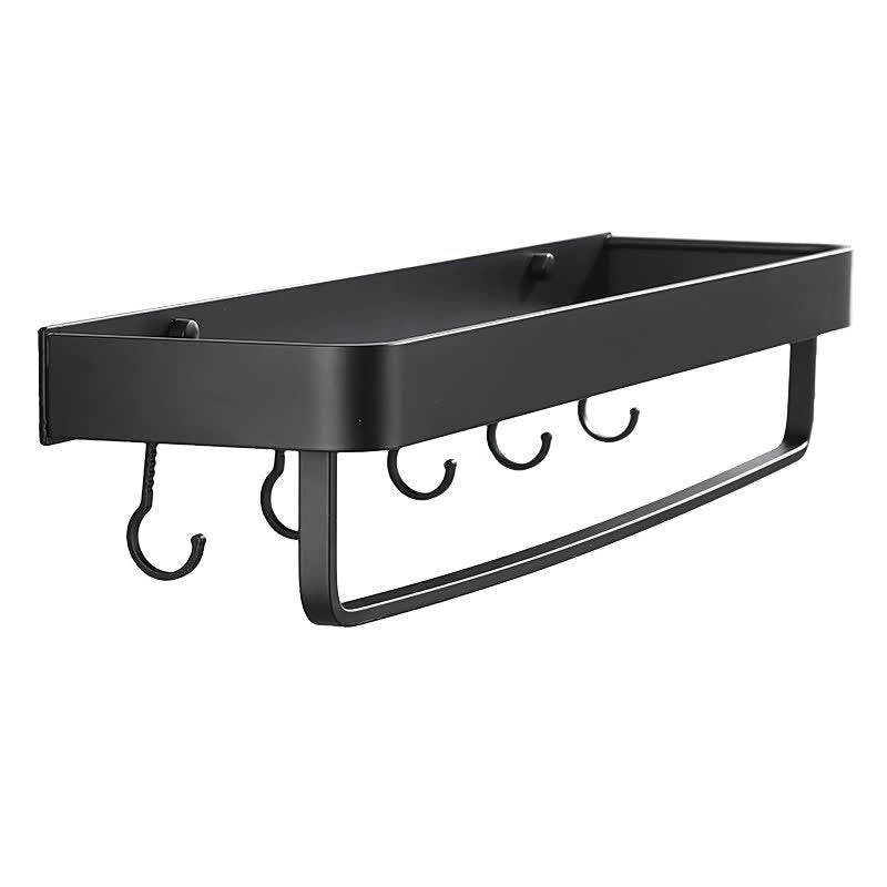 Black Hook Frame Wall-mounted Kitchen Shelf Hanging Rod Space Aluminum Hanger Storage Rack Home Condiment Rack