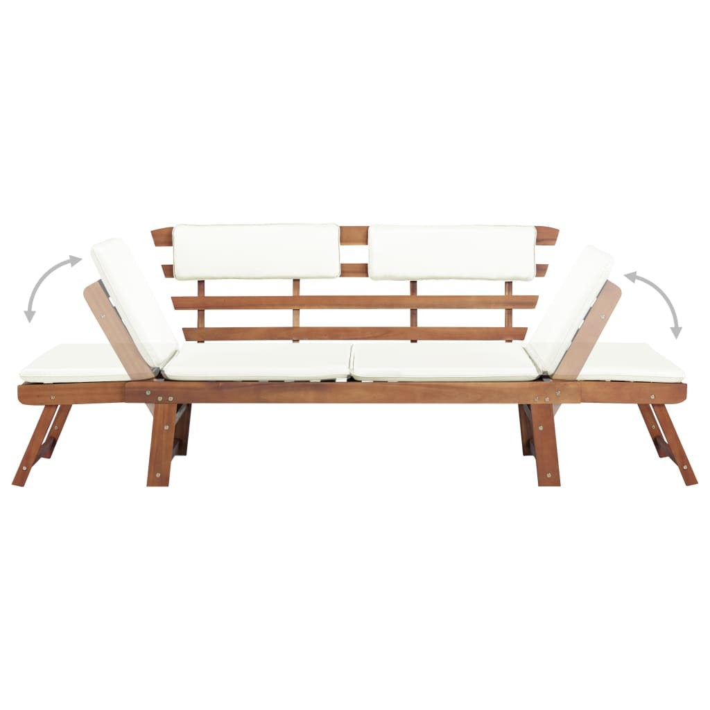 vidaXL Patio Bench with Cushions 2-in-1 74.8" Solid Acacia Wood