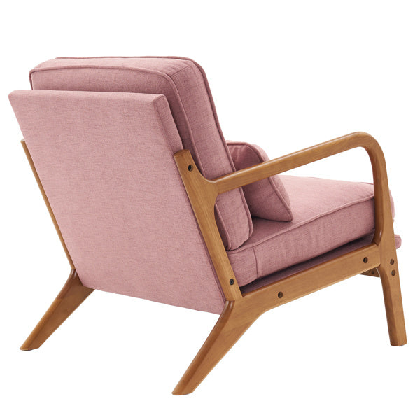 Oak Armrest Oak Upholstered Single Lounge Chair Indoor Lounge Chair Pink