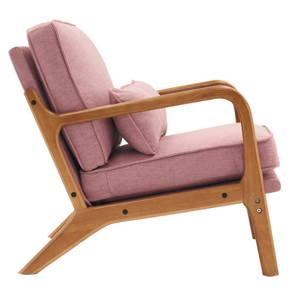 Oak Armrest Oak Upholstered Single Lounge Chair Indoor Lounge Chair Pink